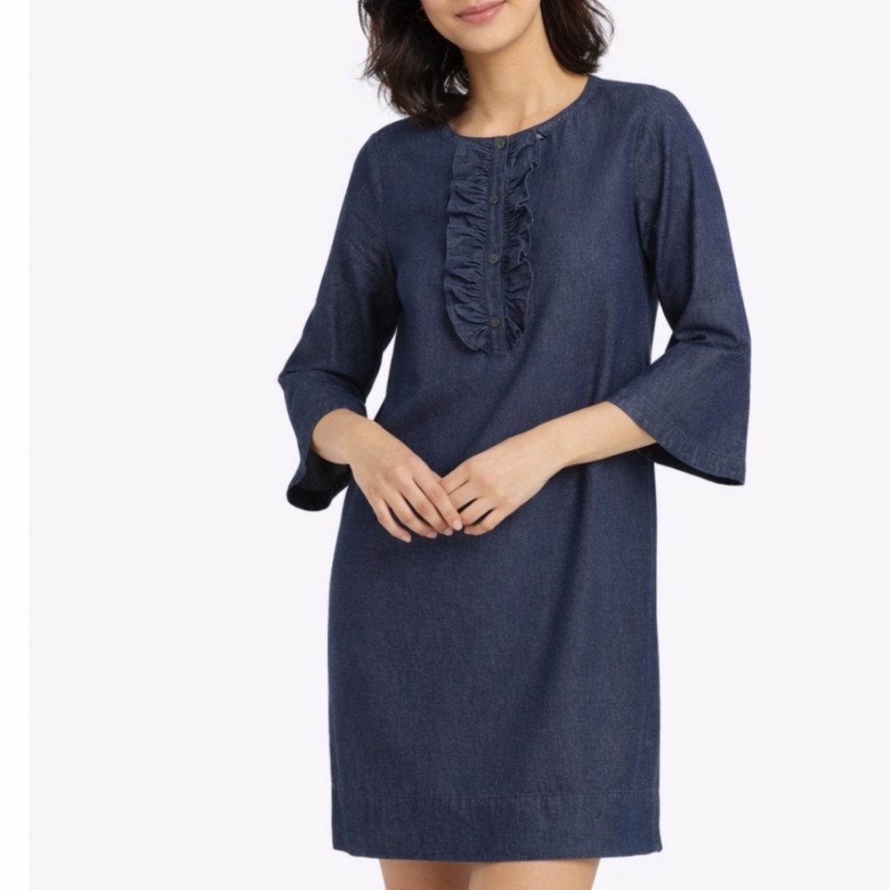 Draper James Chambray Ruffle Shift Dress size 10 NWT